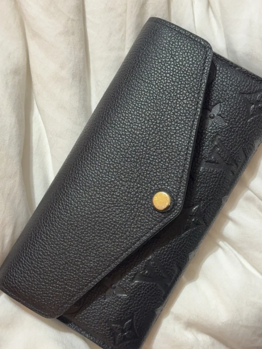 Louis Vuitton Black Leather Tote with  matching LV wallet
